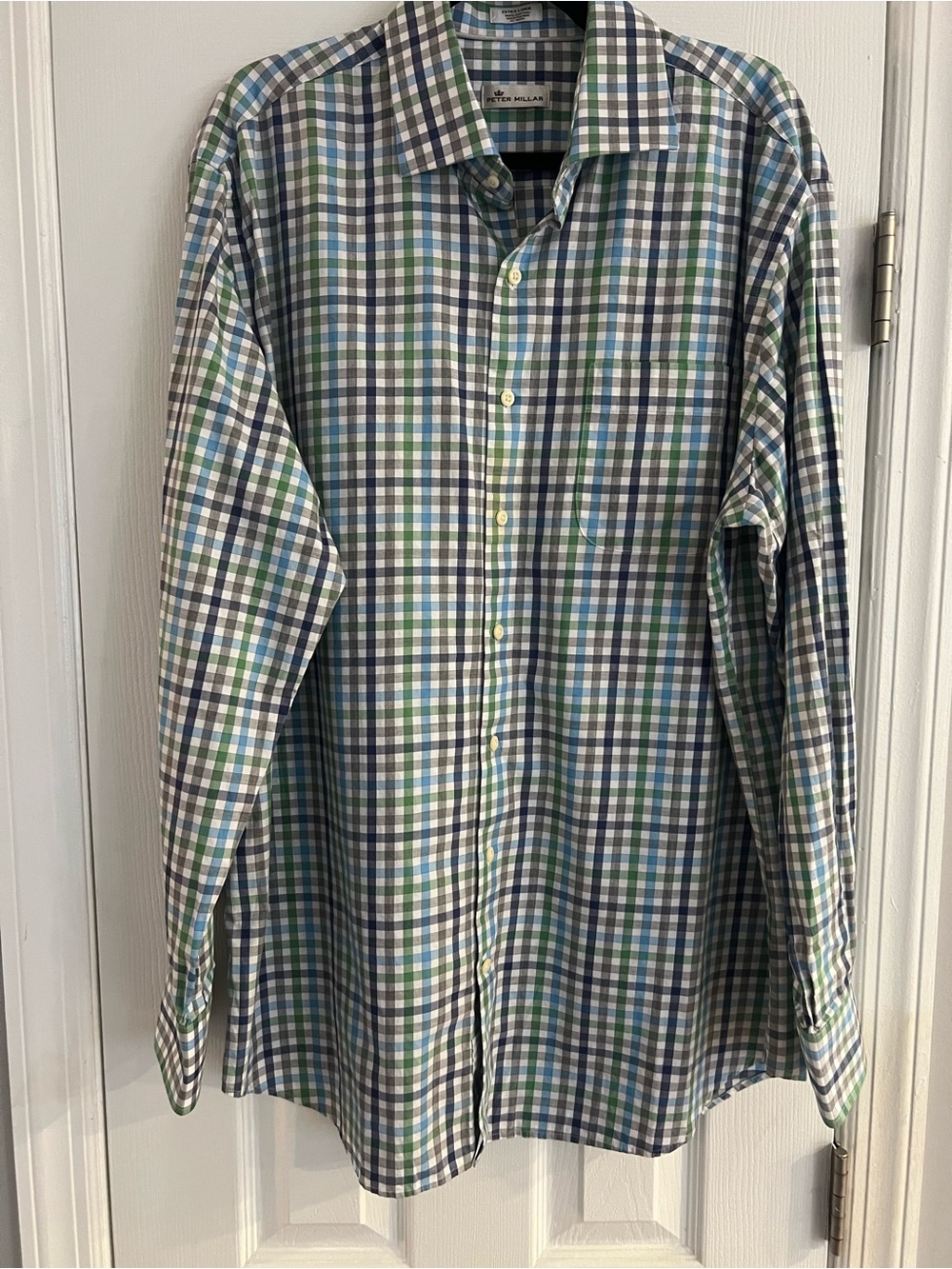 Peter Millar Blue & Green Check Dress Shirt